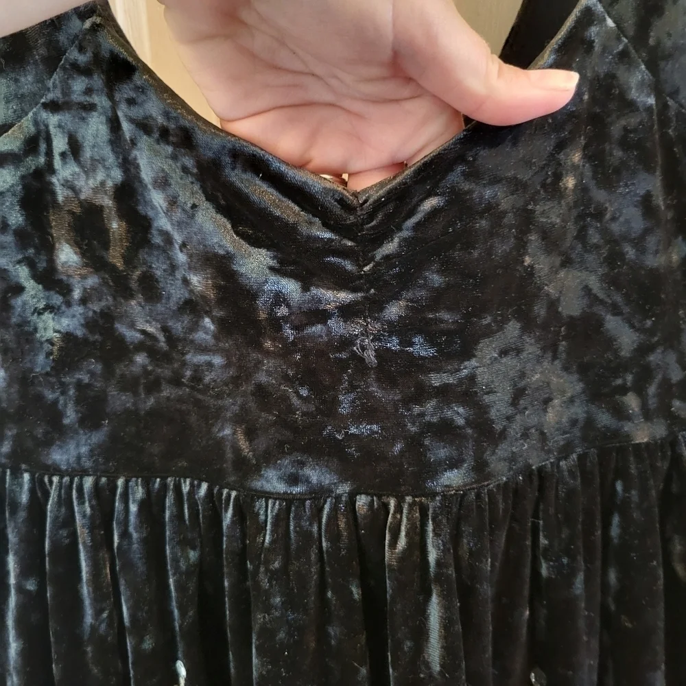 Free People Black Velvet Sequin Sleeveless Mini Dress